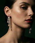 Rhine Stone Waterfall Gold Earrings