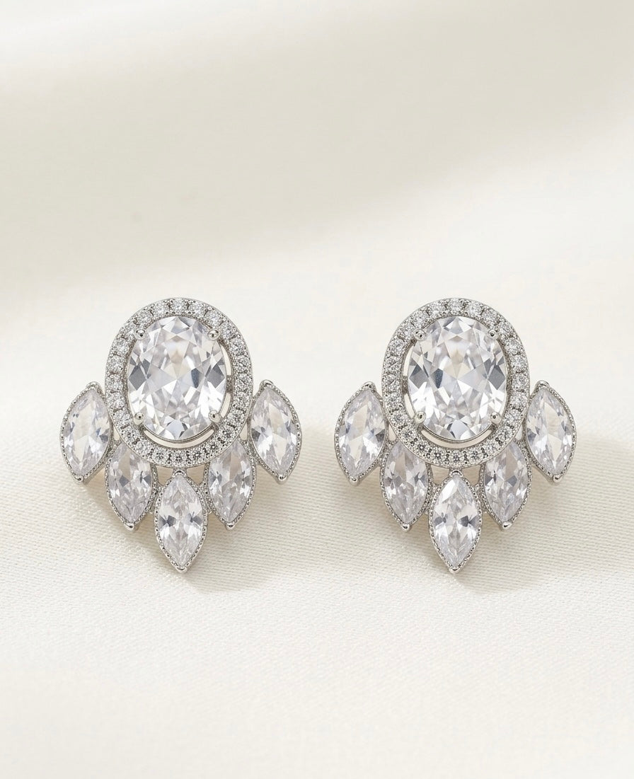 Jhalar Studs Sliver Earrings
