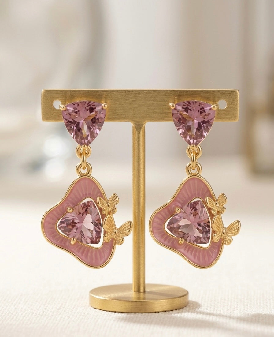 Topaz Flutter Drops Pink Earrings