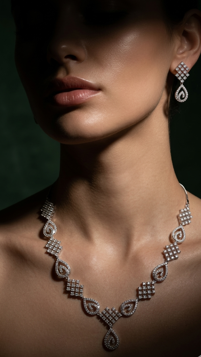 Veloura Spark Silver Necklace Set