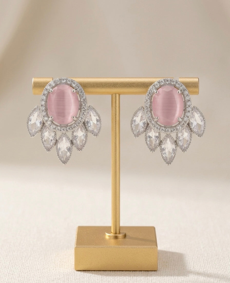 Jhalar Studs Pink Earrings