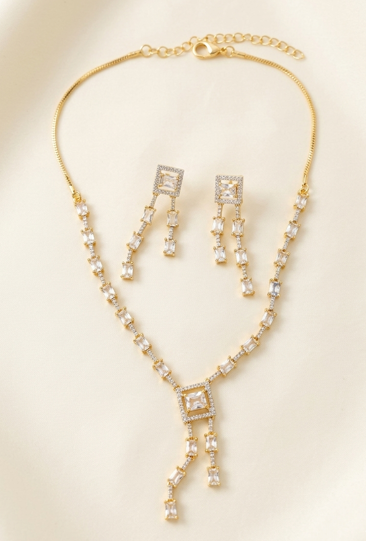 Diamond Luxe Gold Drop Necklace Set