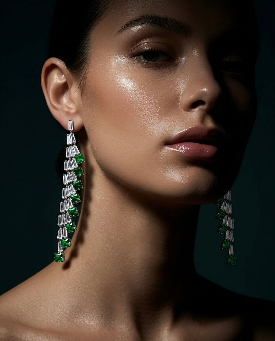 The Glint & Silver Green Earrings