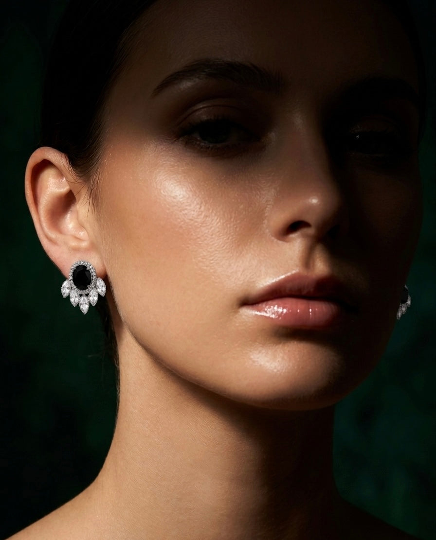 Jhalar Studs Black Earrings