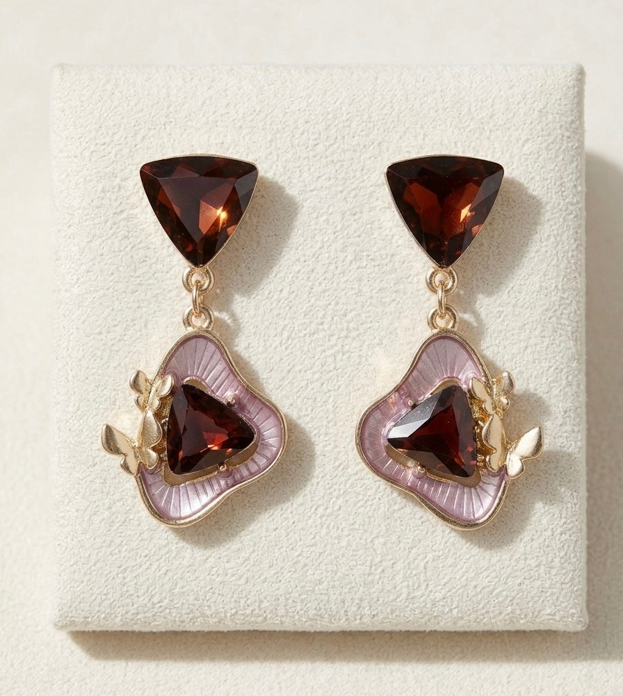 Topaz Flutter Drops Red Earrings