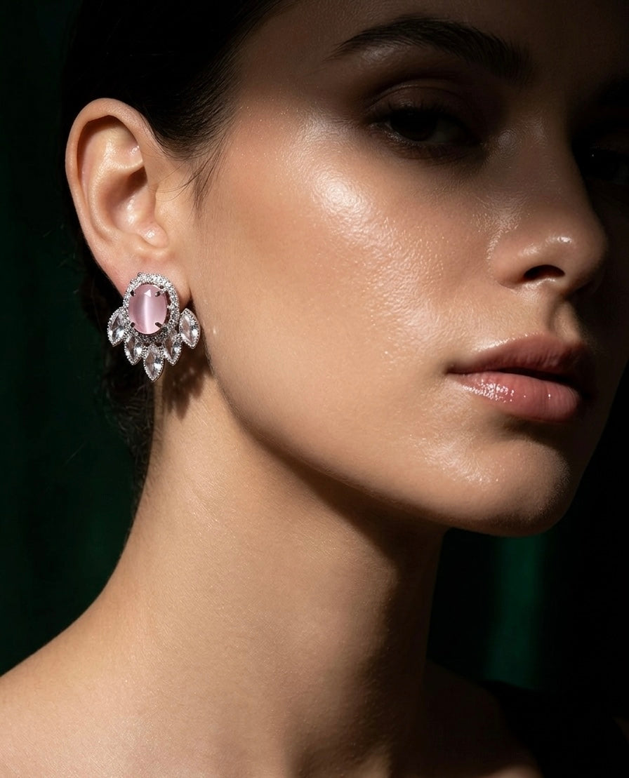 Jhalar Studs Pink Earrings