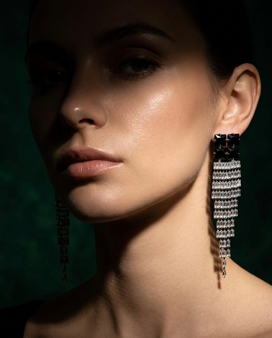 Noira Luxe Tassel Black Earrings