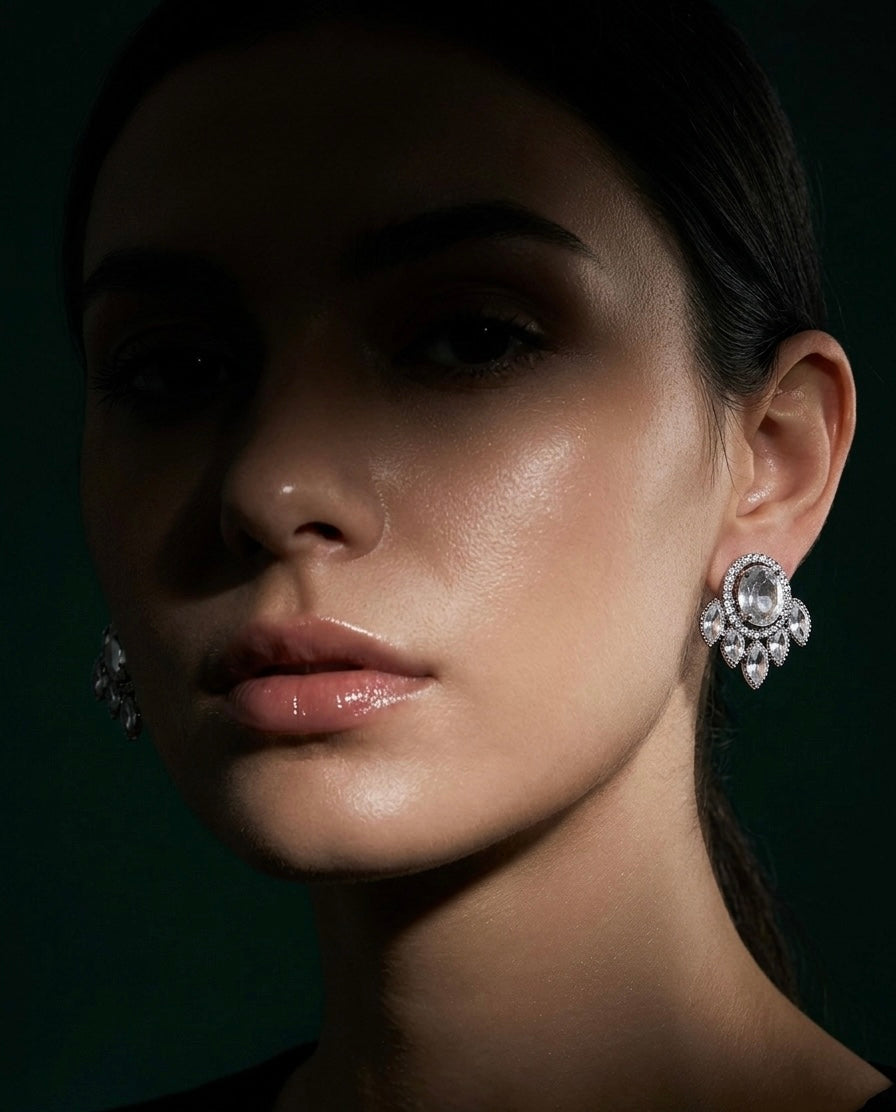 Jhalar Studs Sliver Earrings