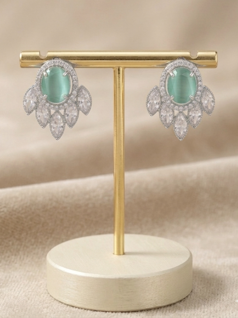 Jhalar Studs Mint Green Earrings