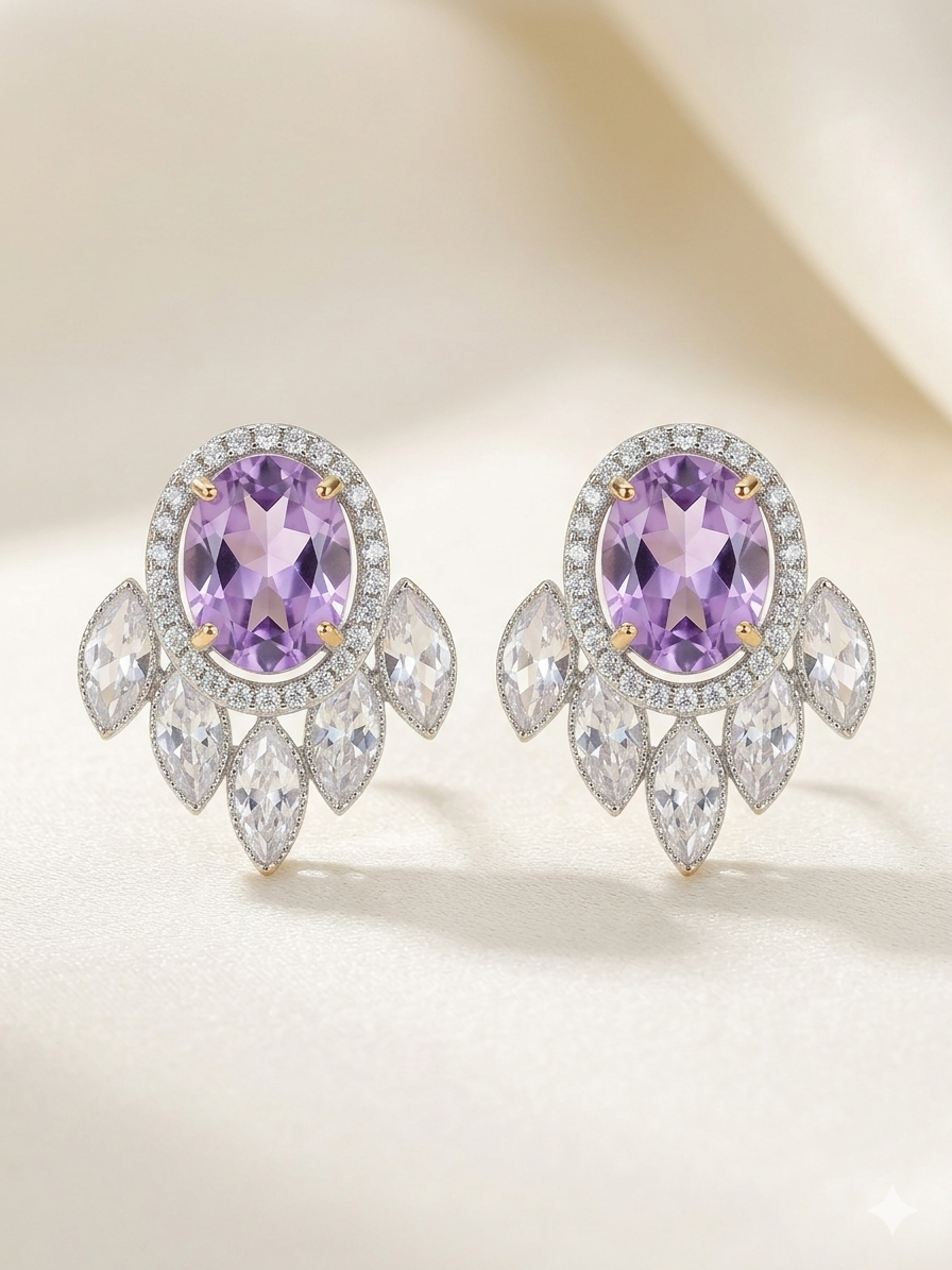 Jhalar Studs Purple Earrings