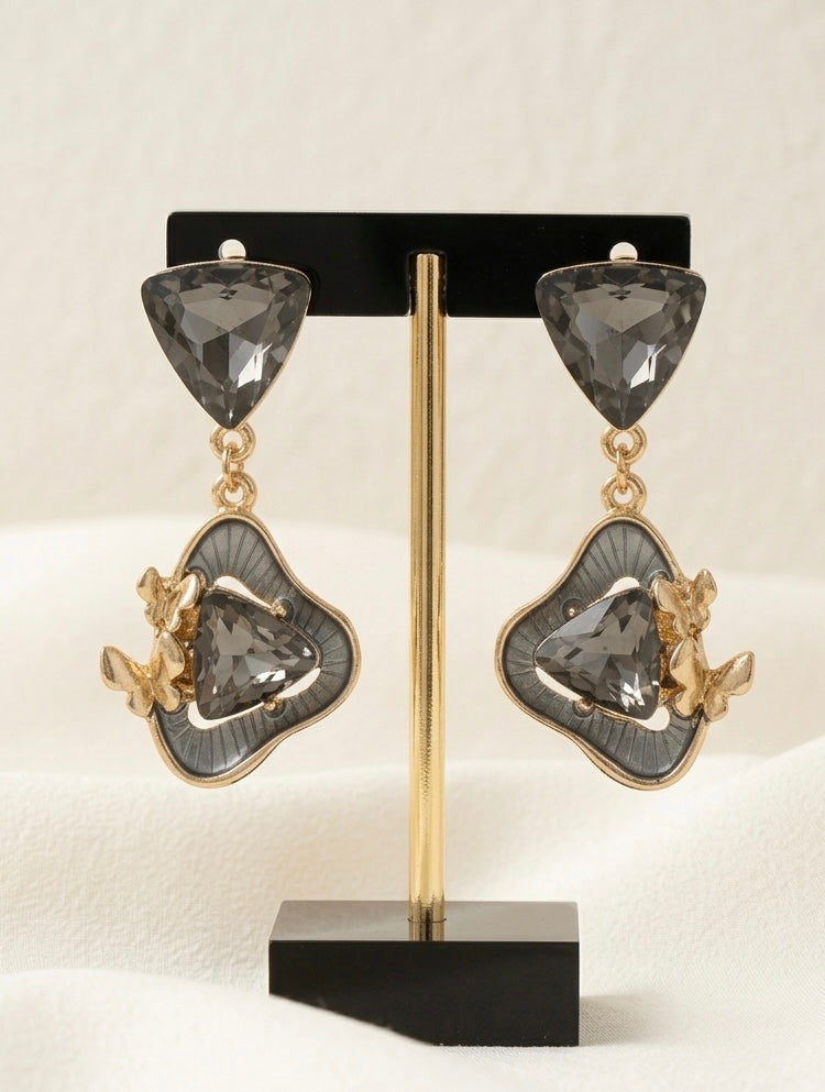 Topaz Flutter Drops Black Earrings