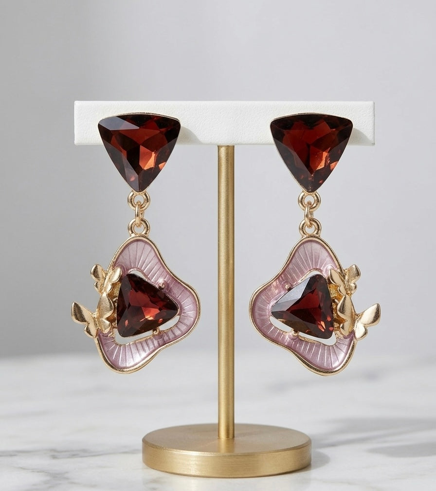 Topaz Flutter Drops Red Earrings