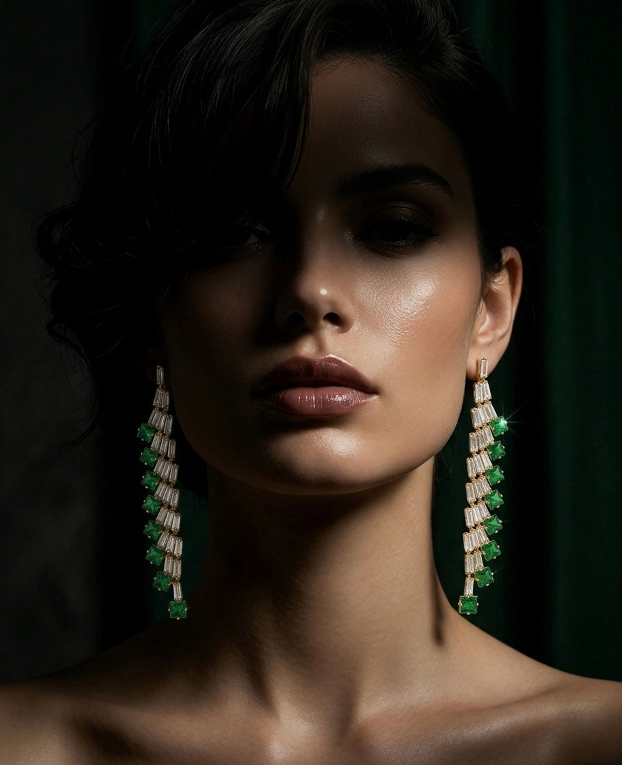 The Glint & Gold Green Earrings