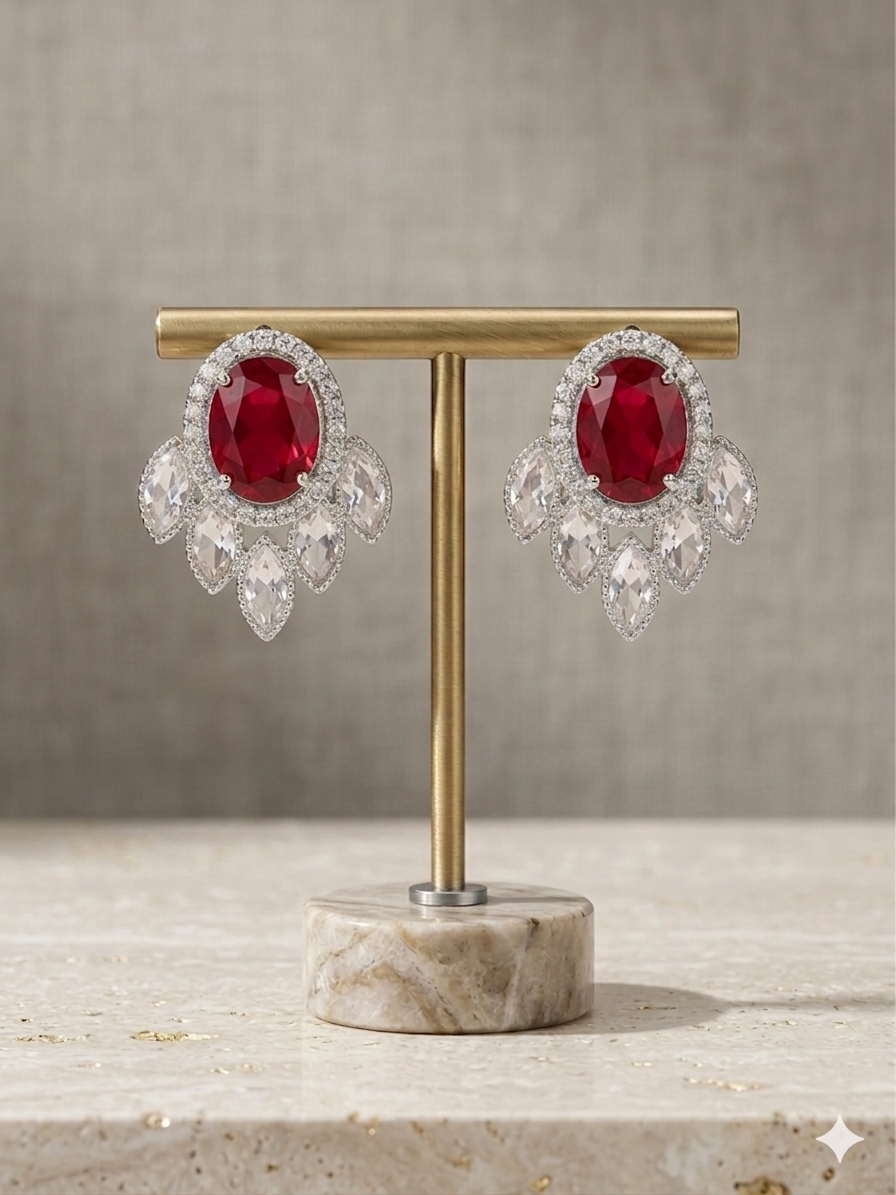 Jhalar Studs Red Earrings