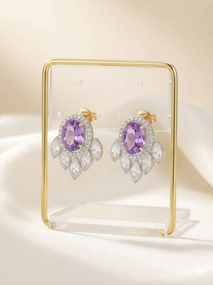 Jhalar Studs Purple Earrings