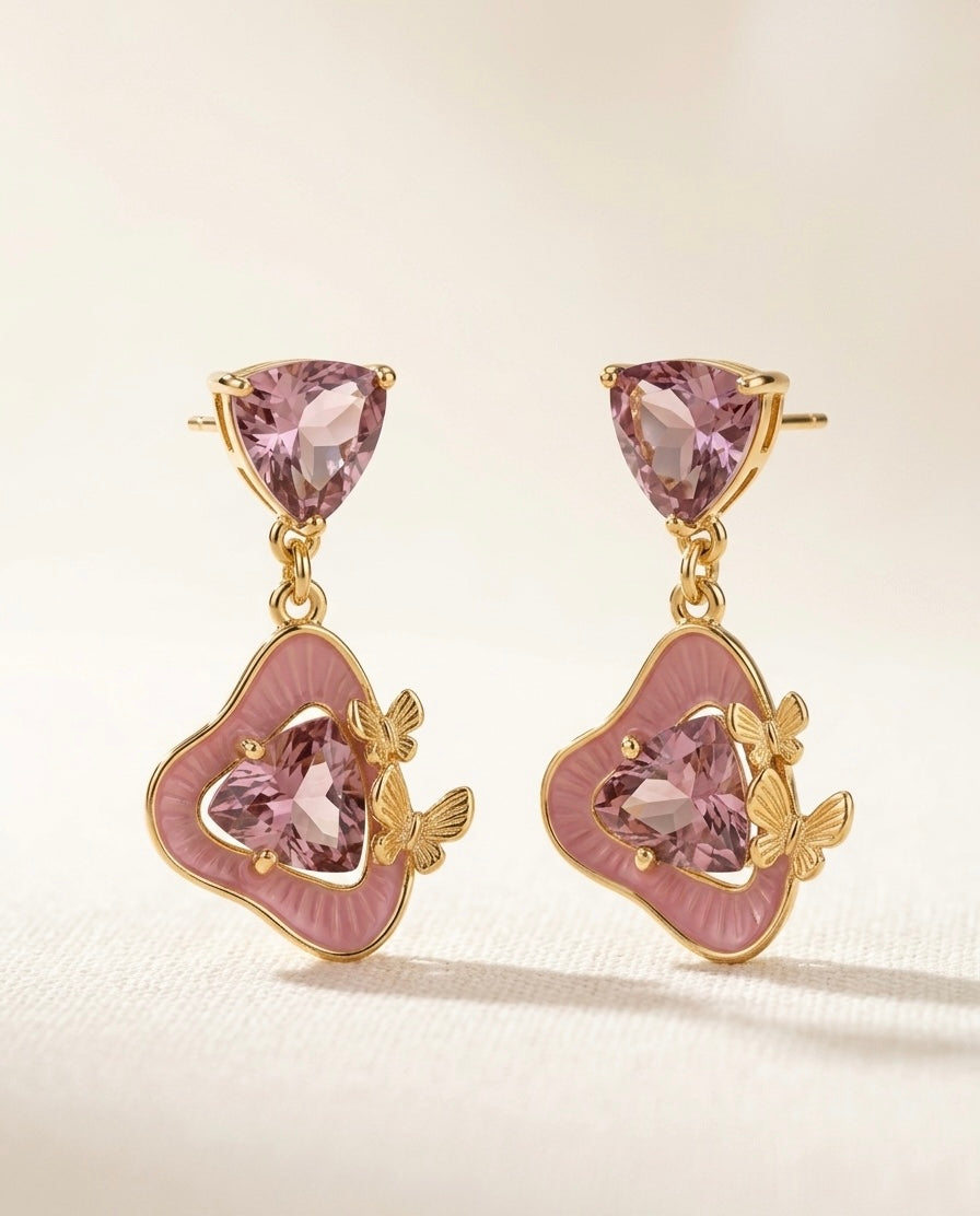 Topaz Flutter Drops Pink Earrings