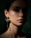 Green Butterfly Drops Earrings