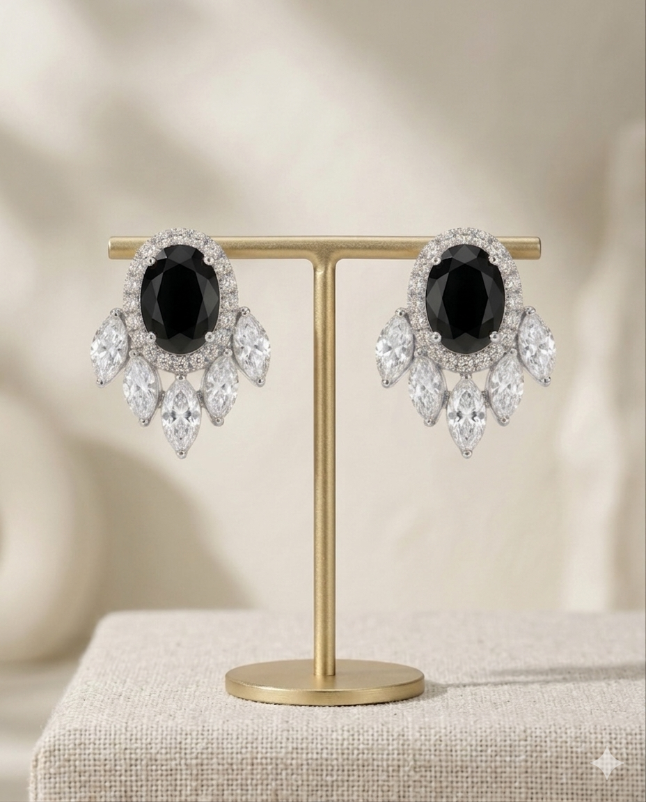 Jhalar Studs Black Earrings