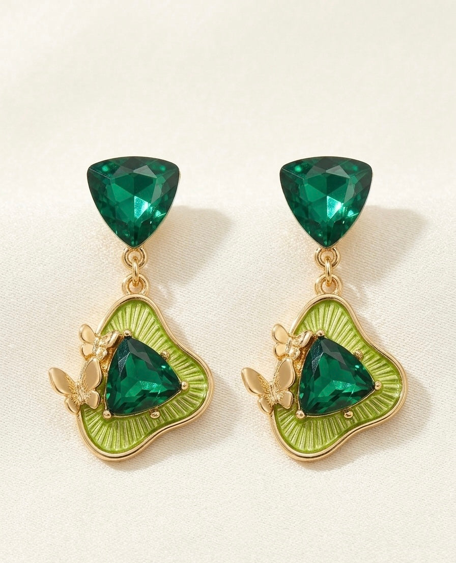 Topaz Flutter Drops Green Earrings