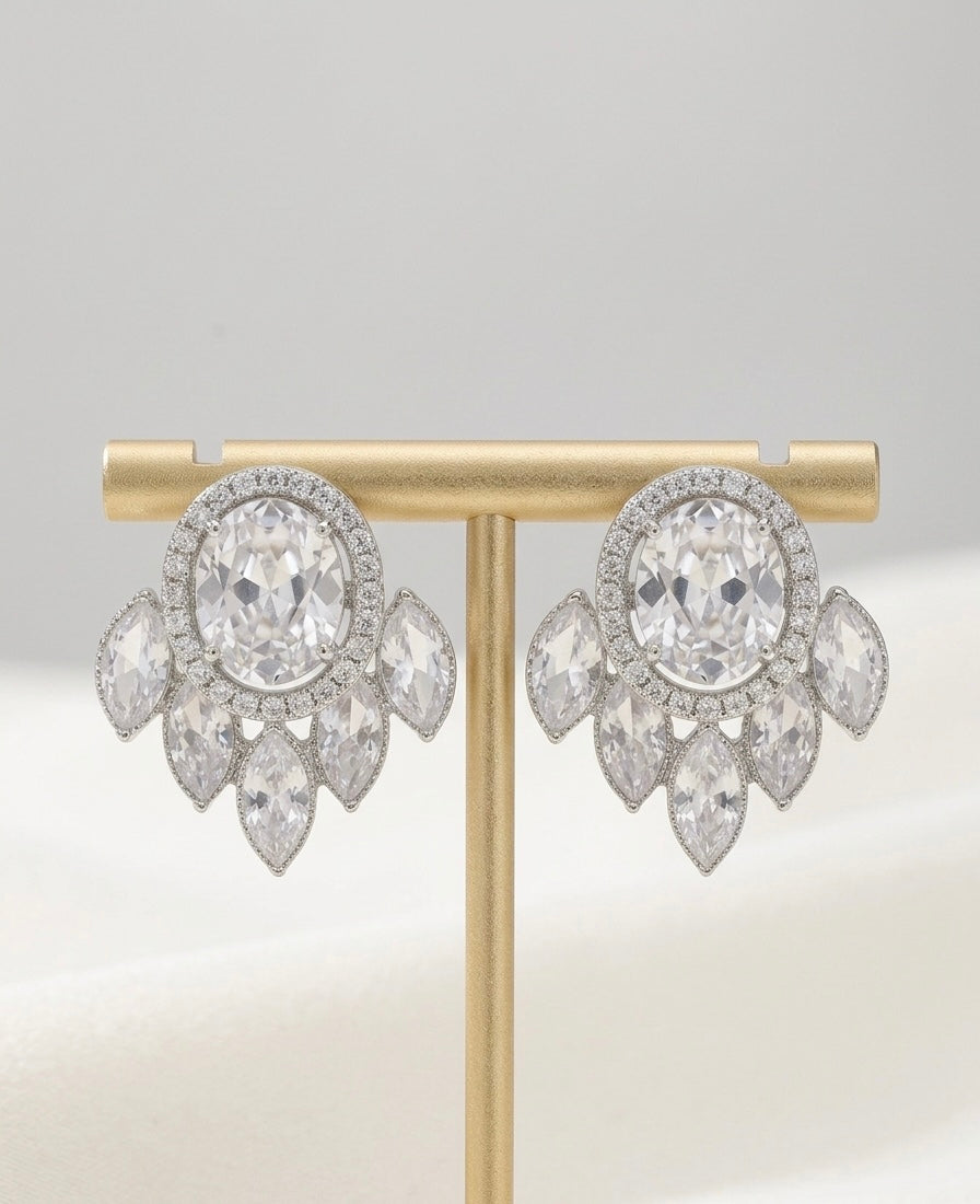 Jhalar Studs Sliver Earrings