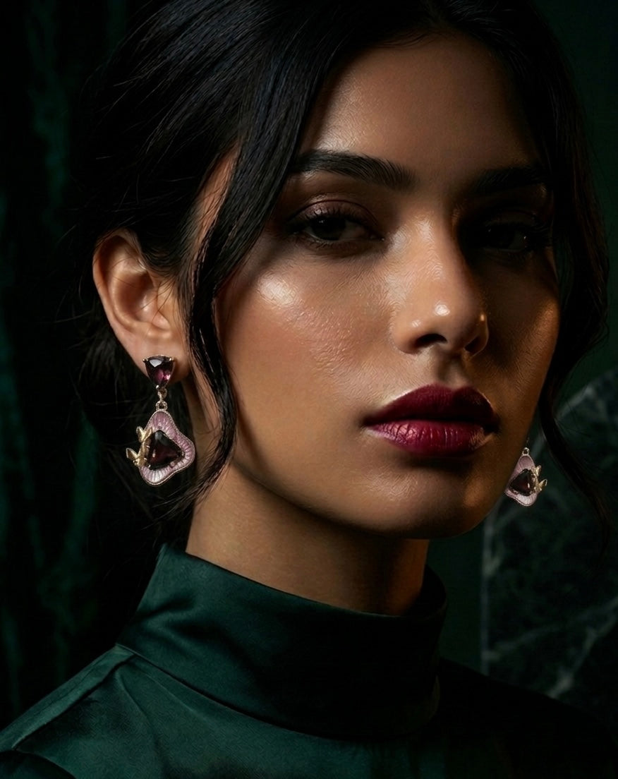 Topaz Flutter Drops Red Earrings