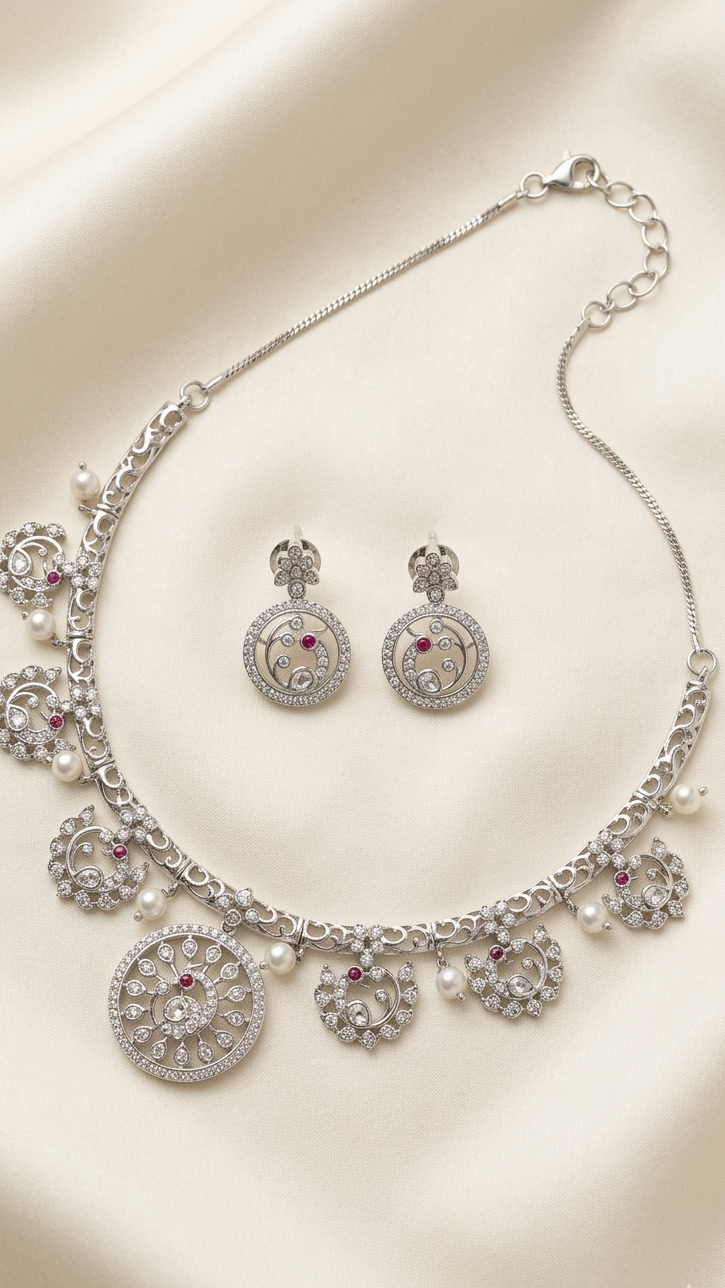 Royal Pearl Charm Necklace Set