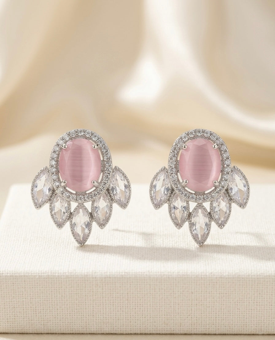 Jhalar Studs Pink Earrings