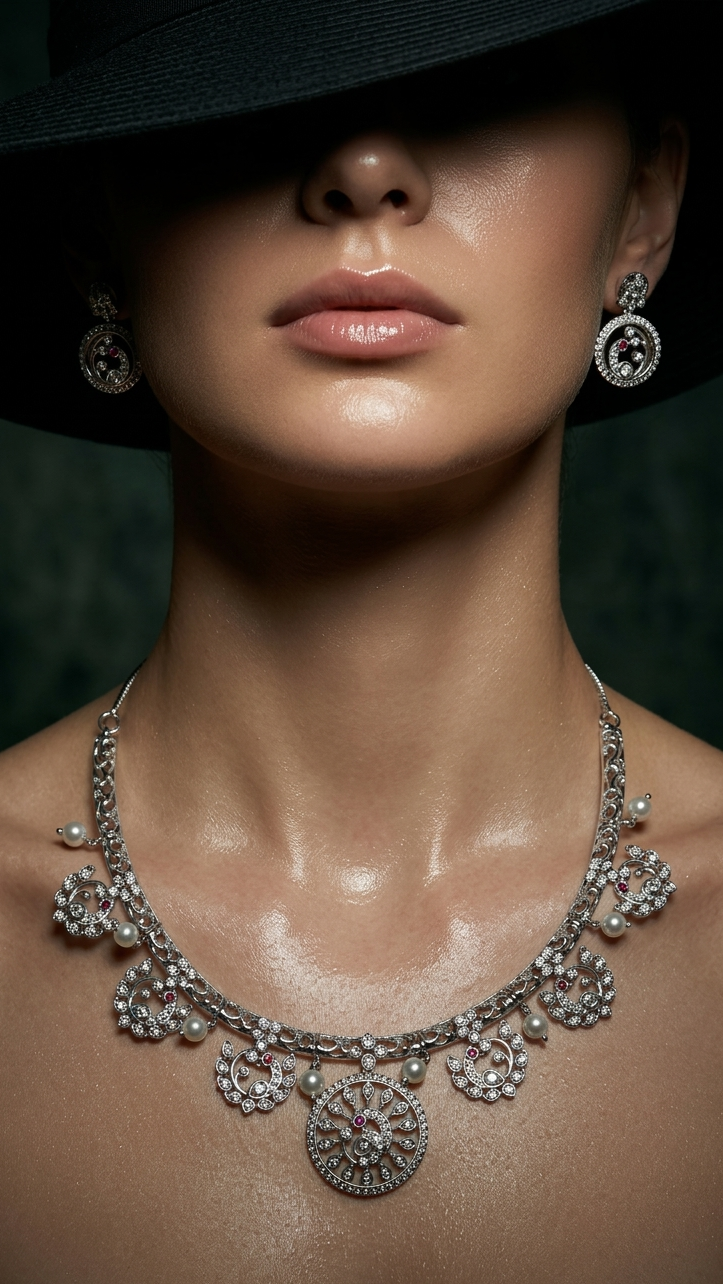 Royal Pearl Charm Necklace Set