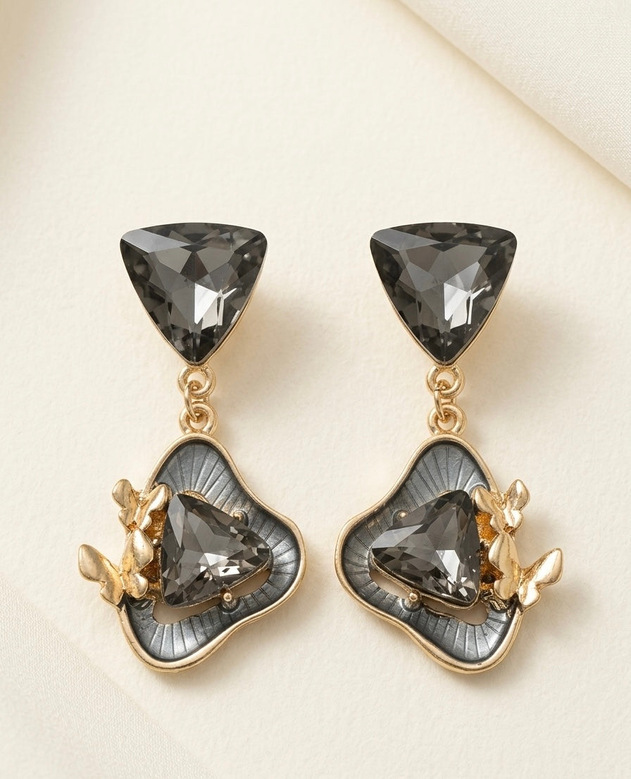 Topaz Flutter Drops Black Earrings
