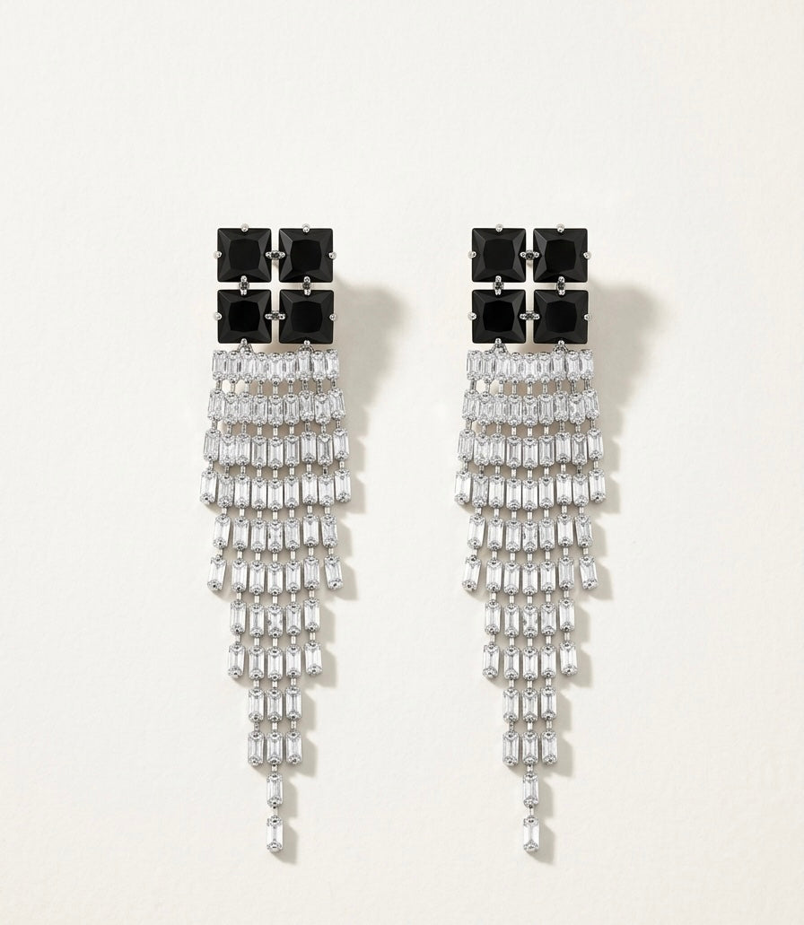 Noira Luxe Tassel Black Earrings