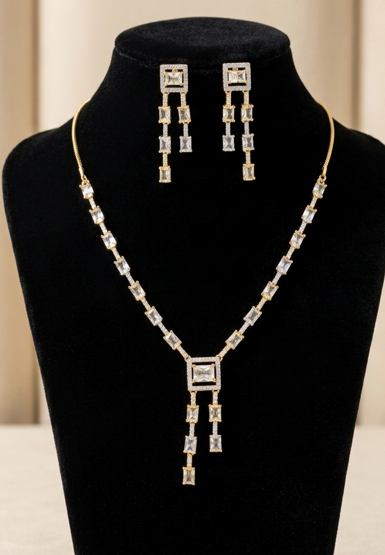 Diamond Luxe Gold Drop Necklace Set