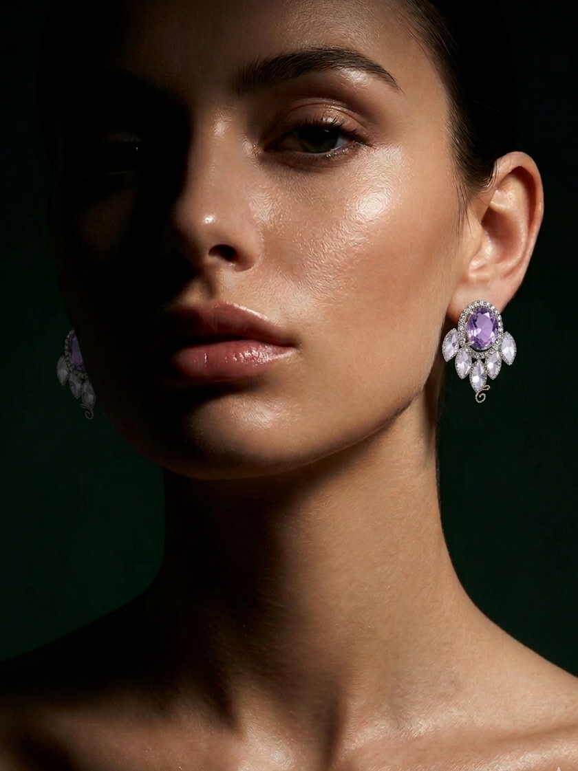 Jhalar Studs Purple Earrings