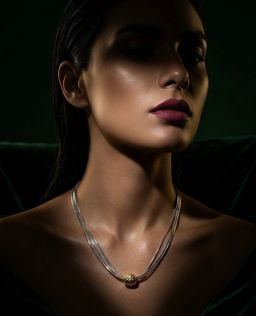 Honey-Mesh Trio Necklace