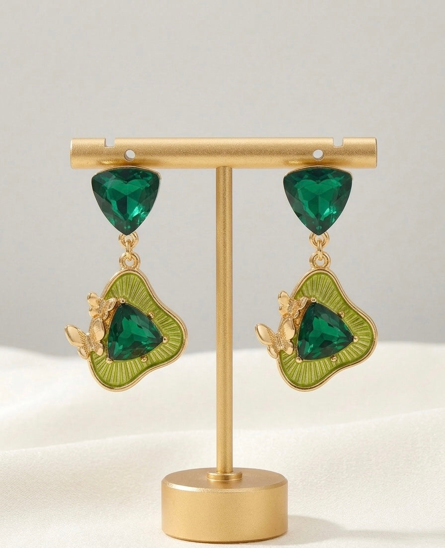 Topaz Flutter Drops Green Earrings