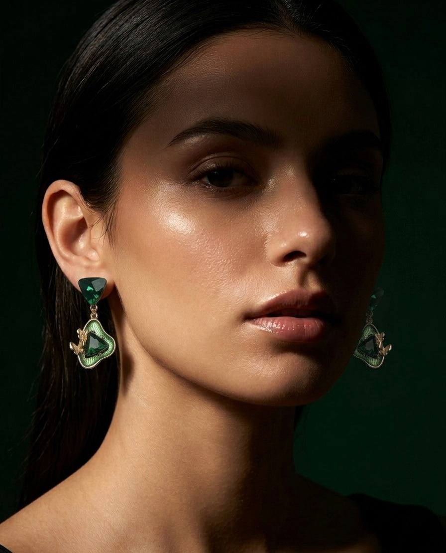 Topaz Flutter Drops Green Earrings