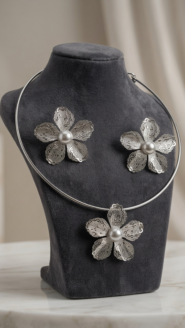 Moonflower Pearl Necklace Set