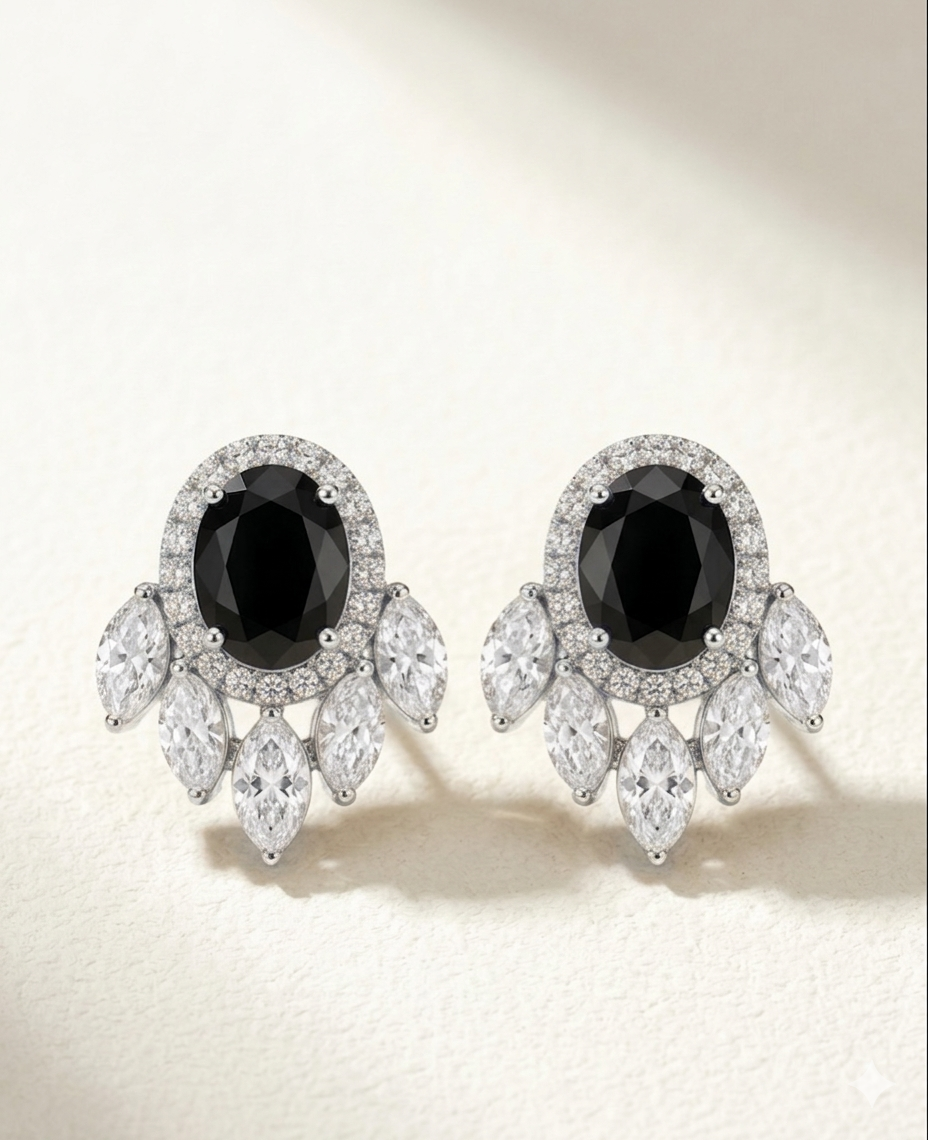 Jhalar Studs Black Earrings