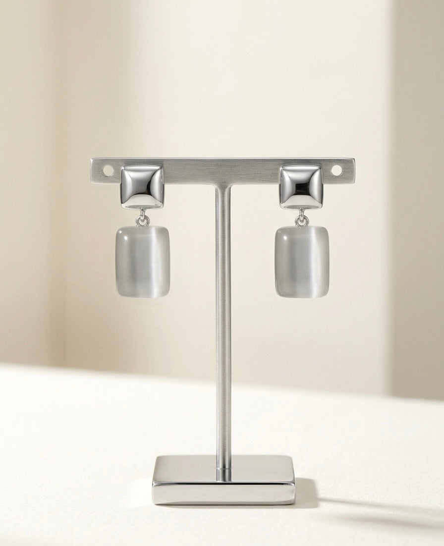 Geo Matte Silver Earrings