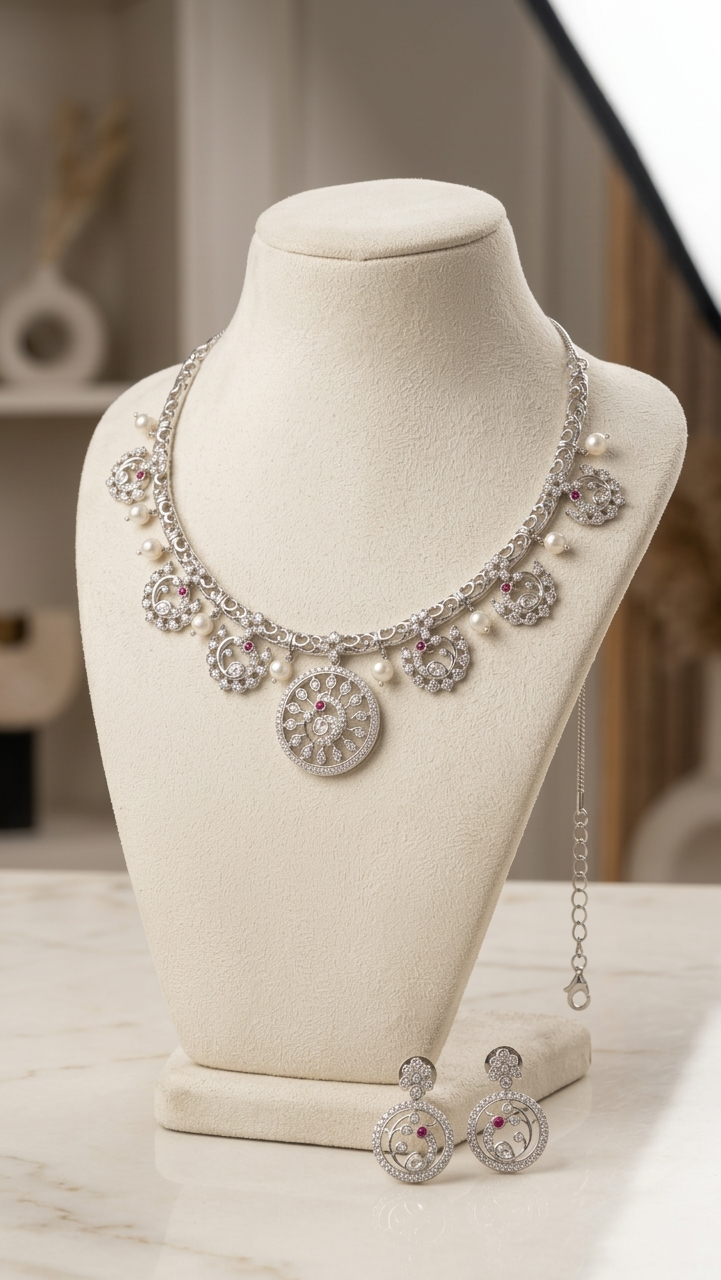 Royal Pearl Charm Necklace Set