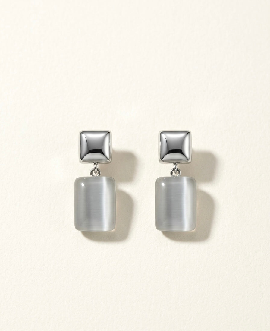 Geo Matte Silver Earrings