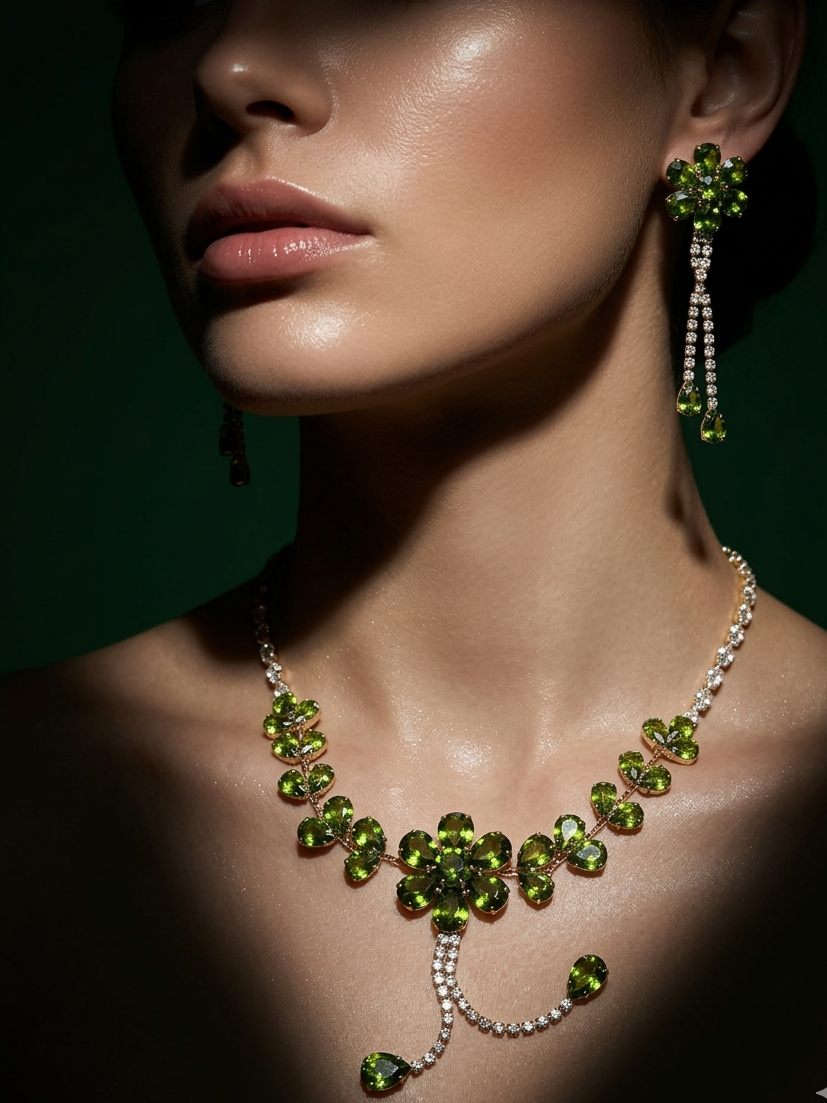 Emerald Blossom Necklace Set