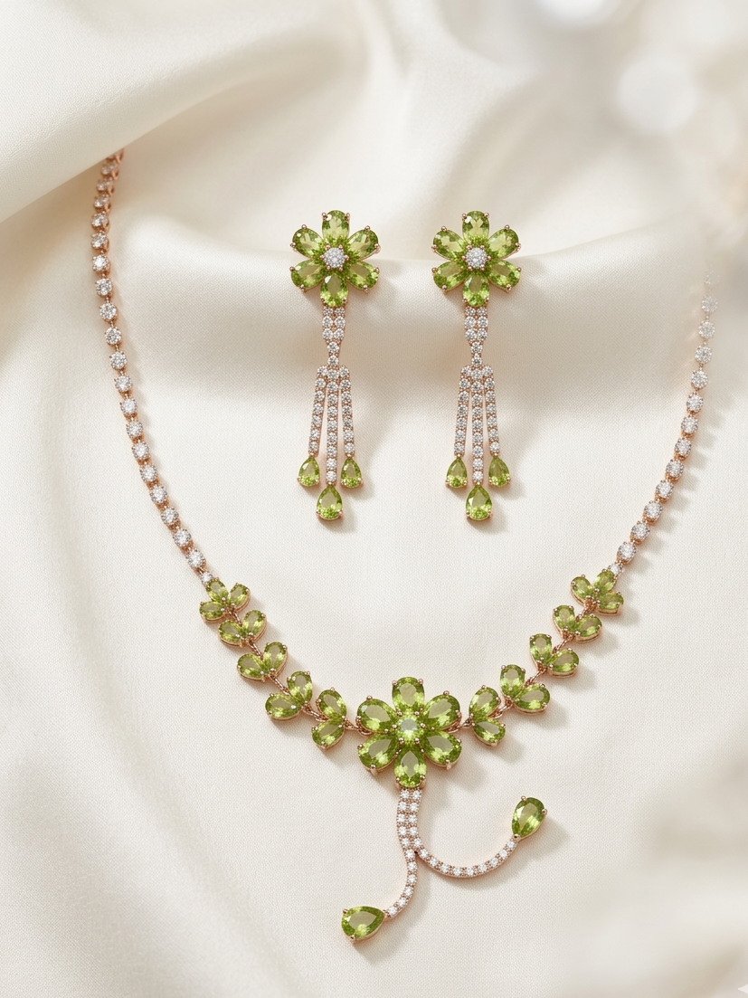 Emerald Blossom Necklace Set